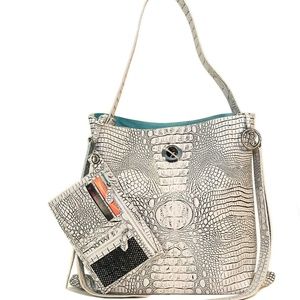 Grey leather Raviani purse